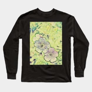 Pretty Pencilled Geraniums Long Sleeve T-Shirt